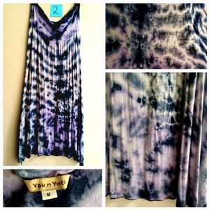 Tie dyed maxi skirt or dress, purple & navy, M